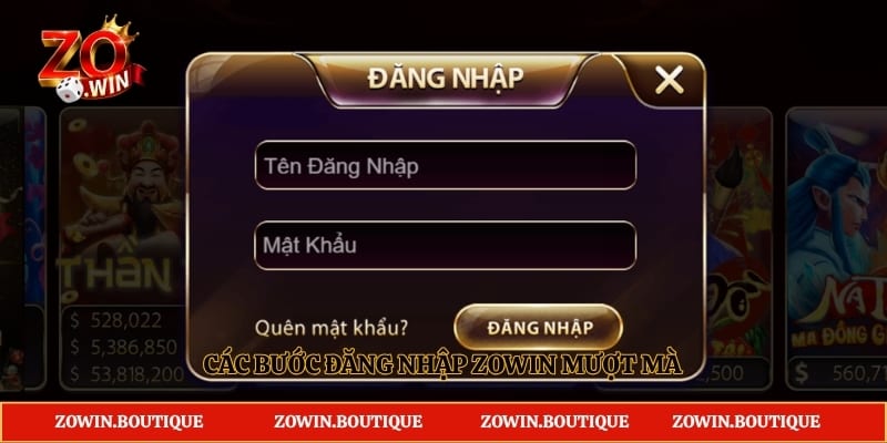 Các bước đăng nhập Zowin mượt mà