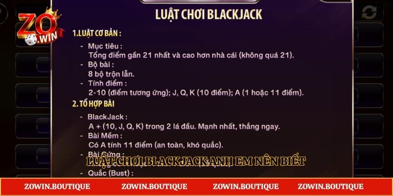 Luật chơi Blackjack anh em nên biết